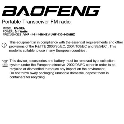 Walkie Talkie Baofeng UV-5RA